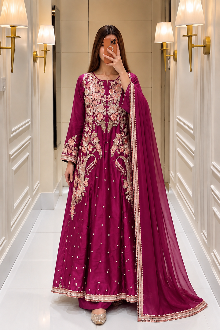 Magenta - Long falls kaftan