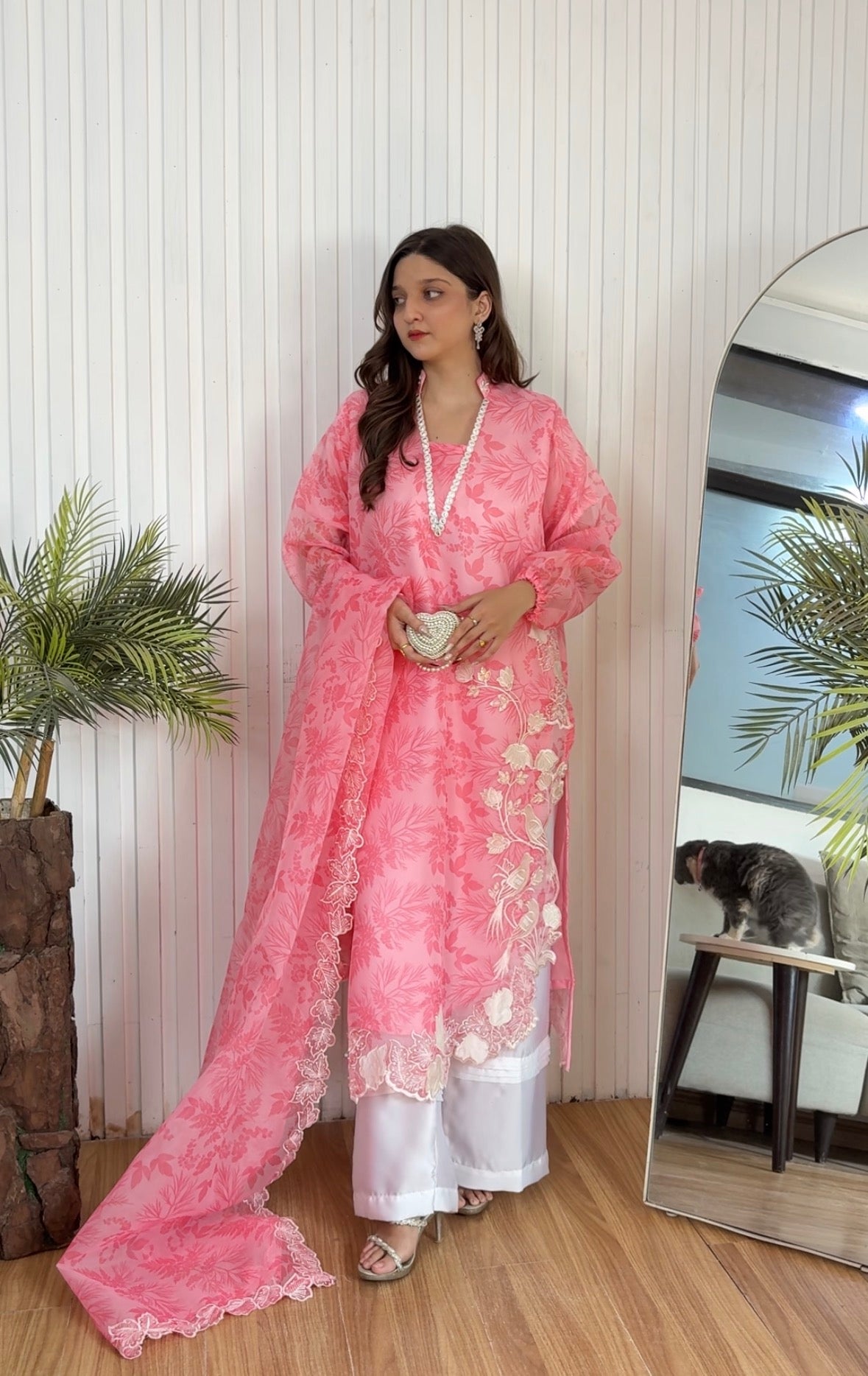 Mahira khan blush pink organza