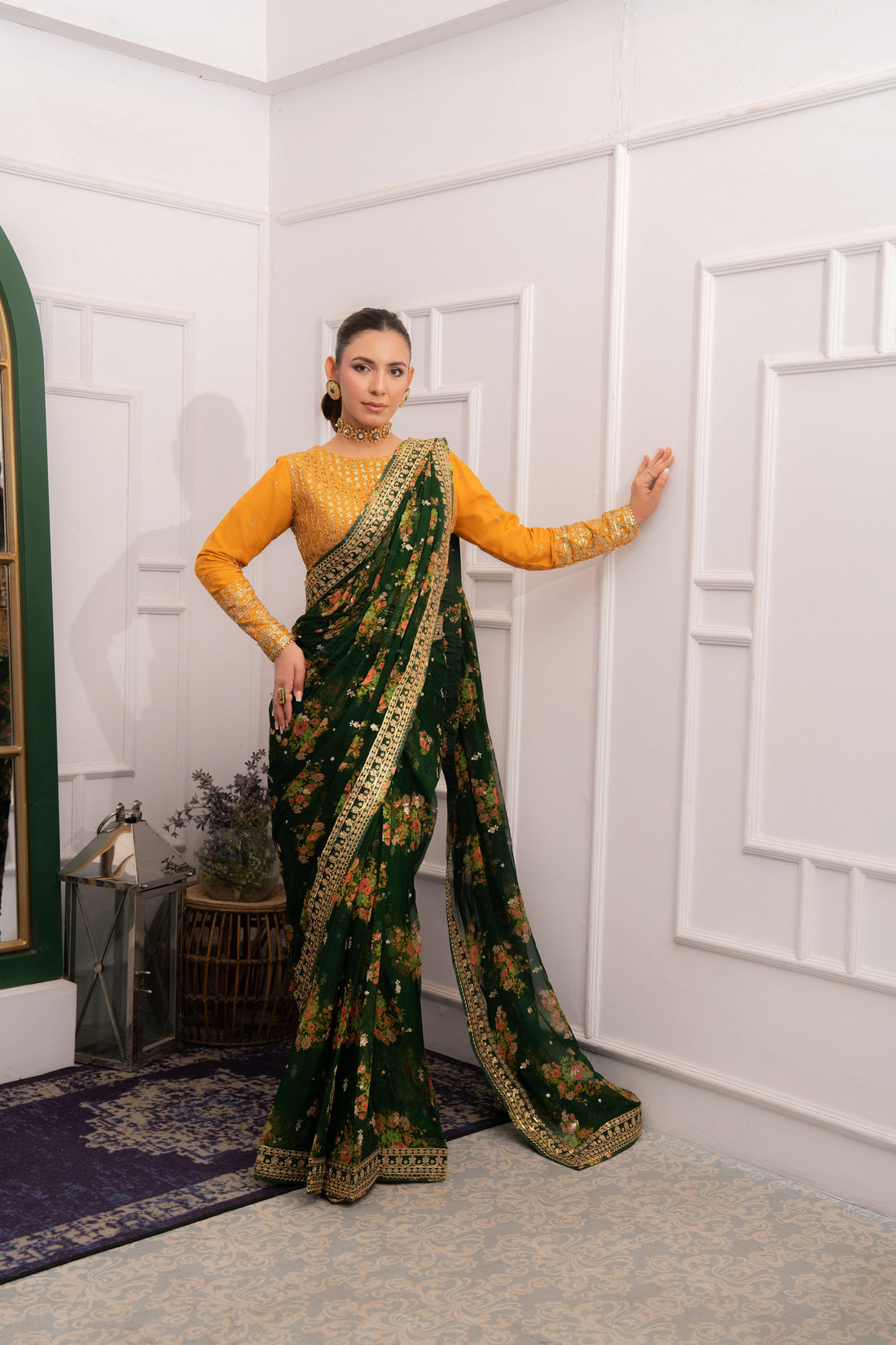 Aneelas Emb Chiffon Saree 3pc [SAR-04]
