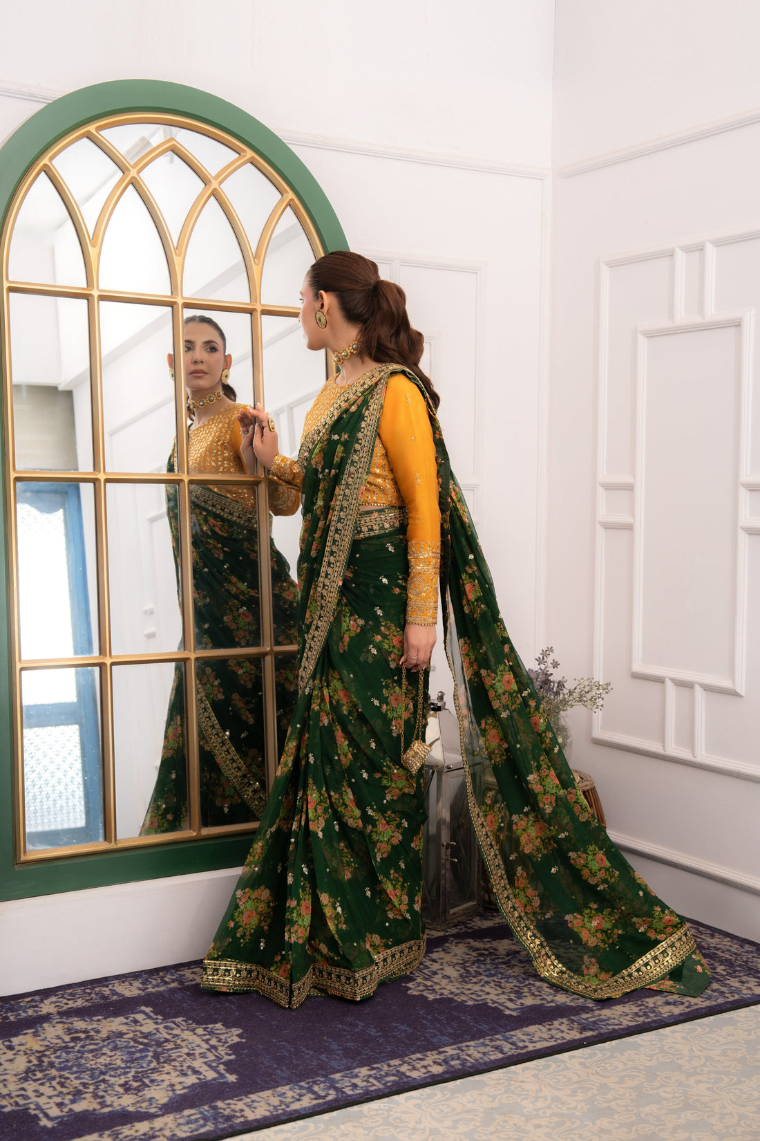 Aneelas Emb Chiffon Saree 3pc [SAR-04]