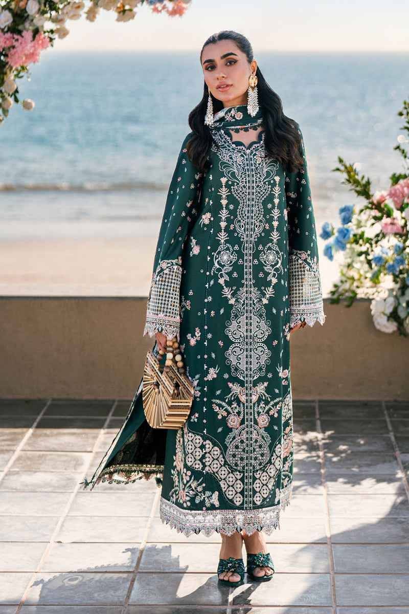 QALAMKAR LAWN - Green zura