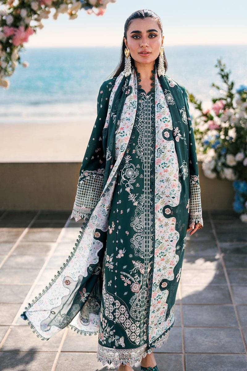 QALAMKAR LAWN - Green zura