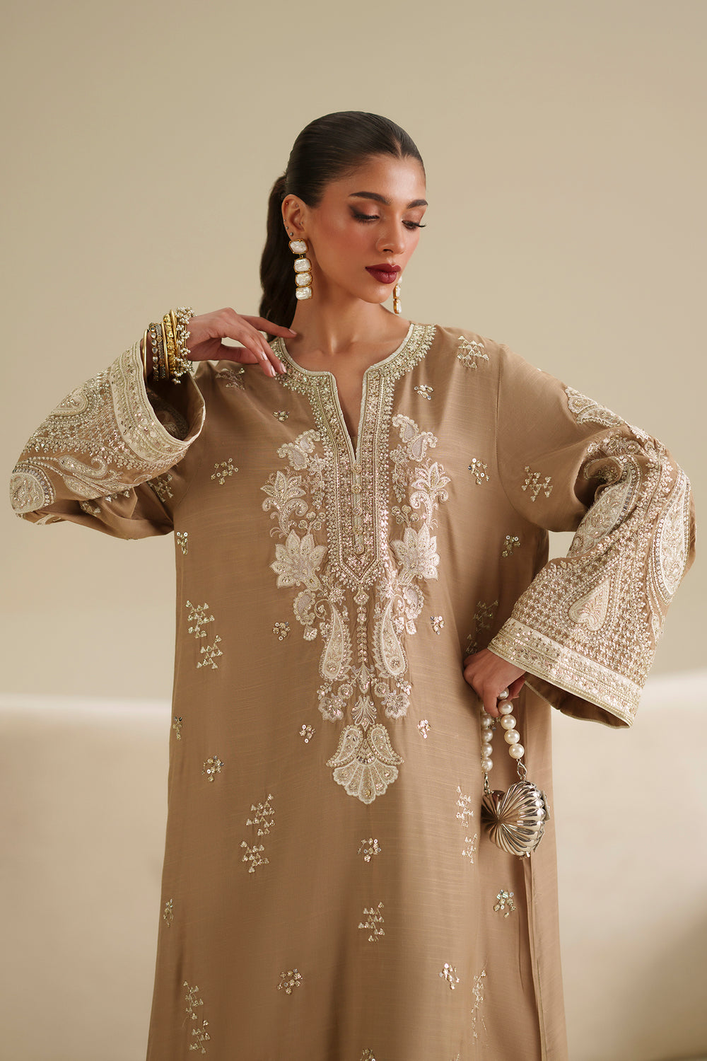 Ethnc kaftan - sand-beige