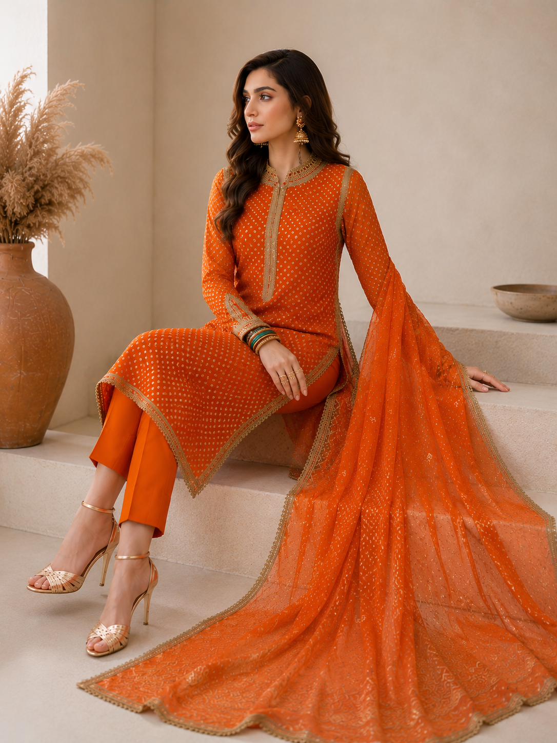 Baroque Swiss -orange chunri