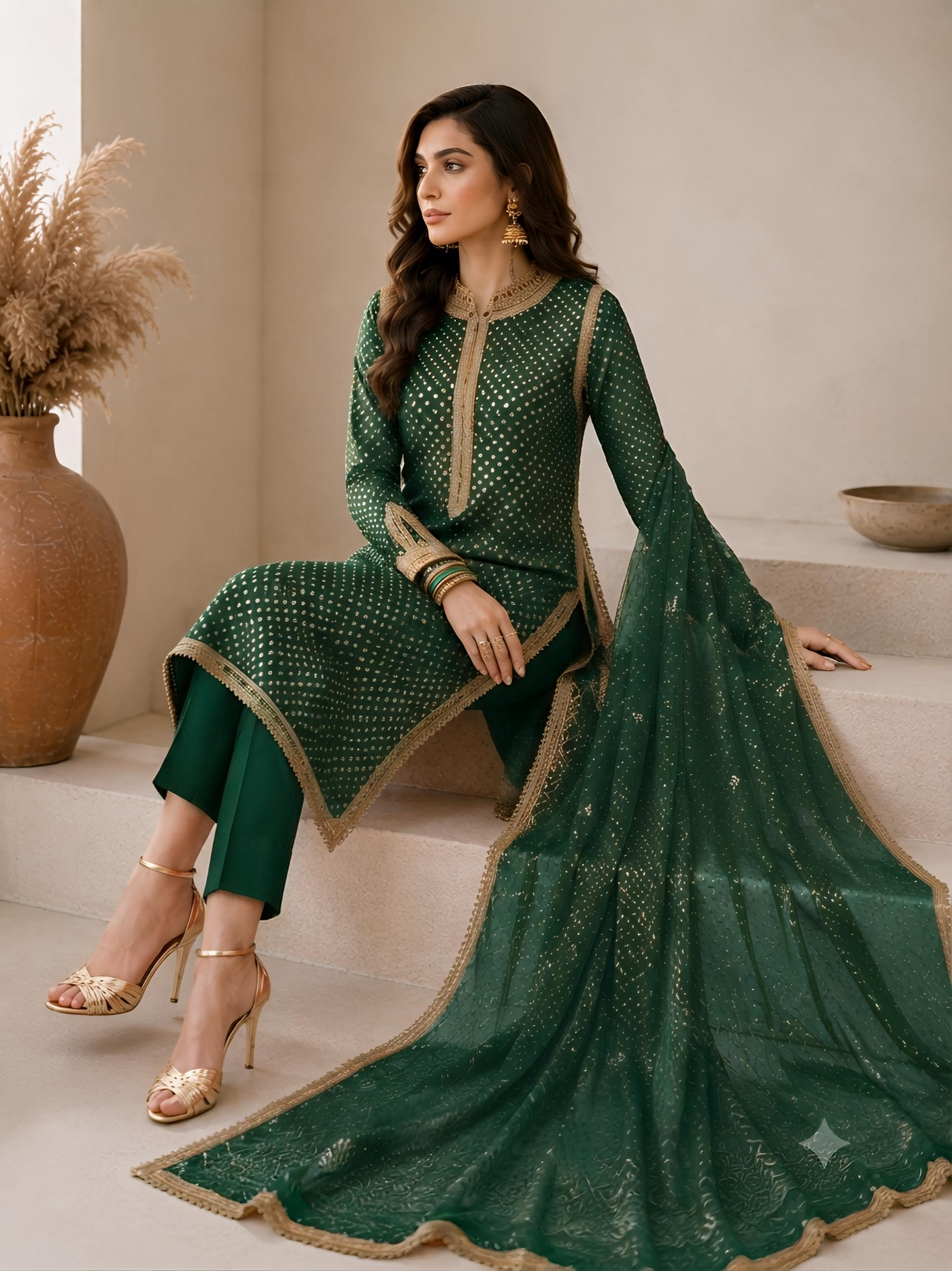 Baroque Swiss - green chunri