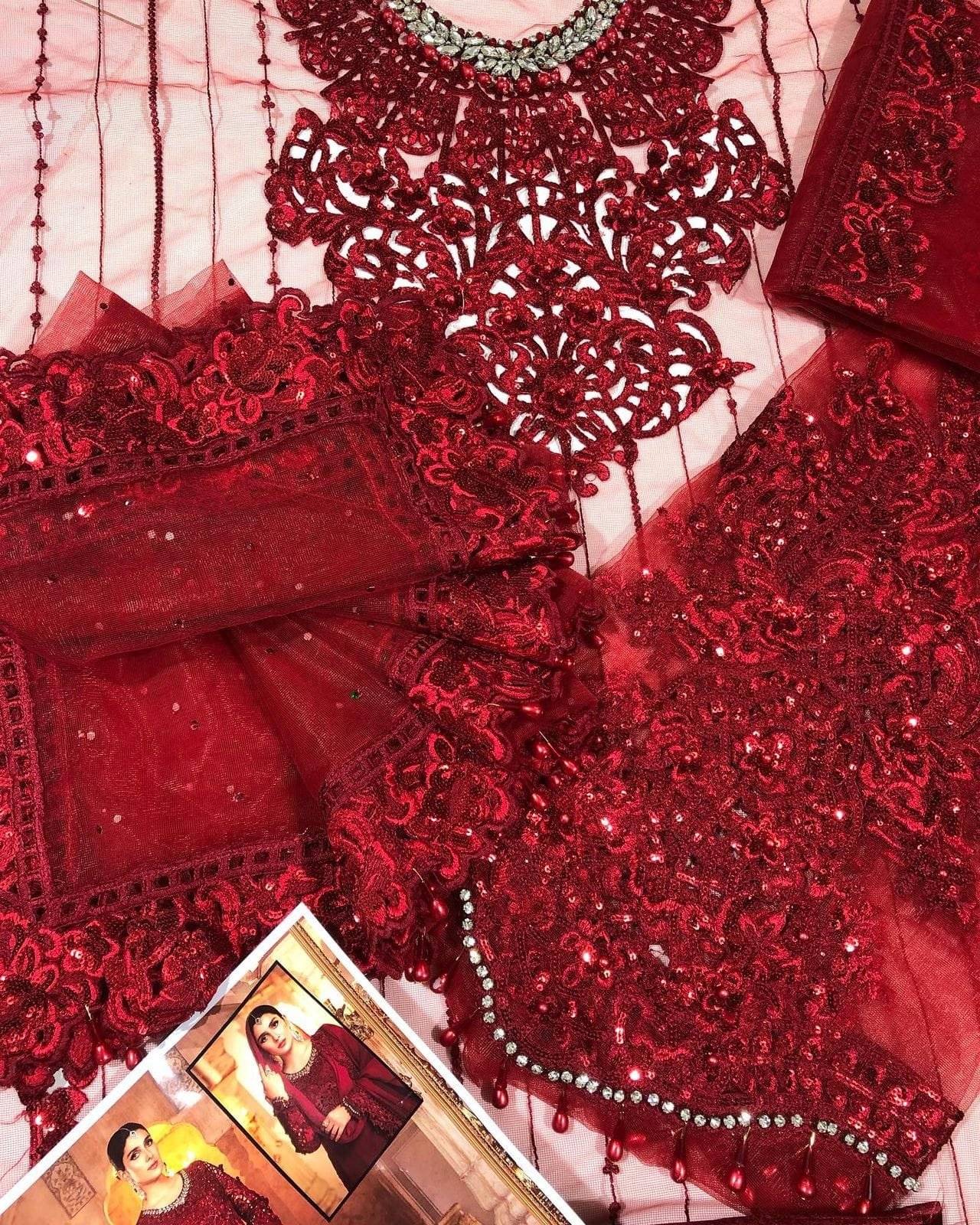 MB RED CUTWORK GARARA