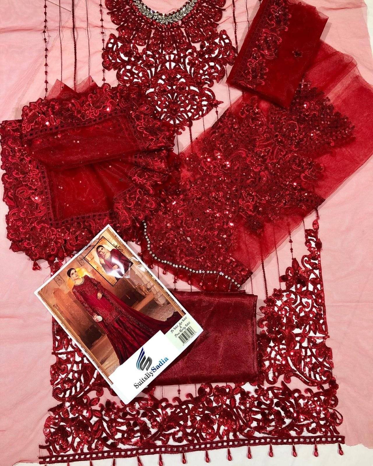 MB RED CUTWORK GARARA
