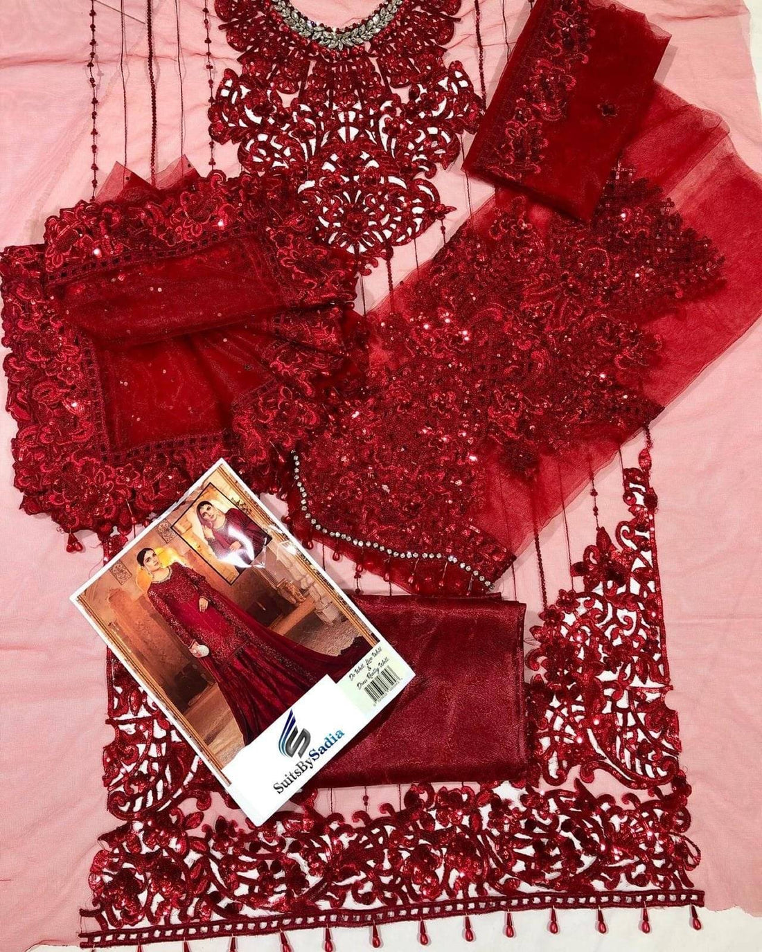 MB RED CUTWORK GARARA