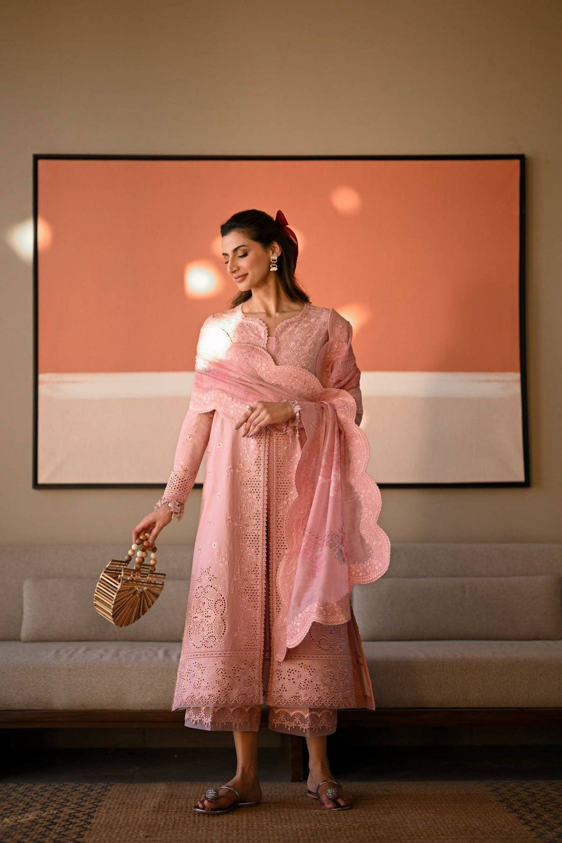 ZAIB LAWN - palm peach