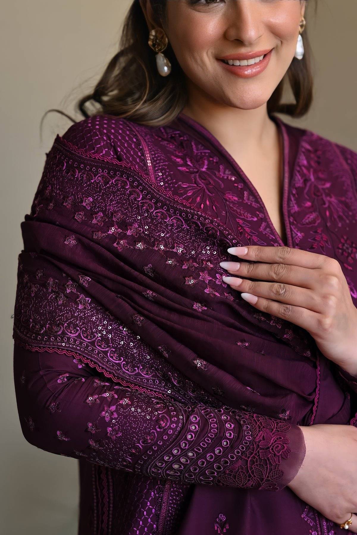 Deep Plum - Luxe Lawn Zaib