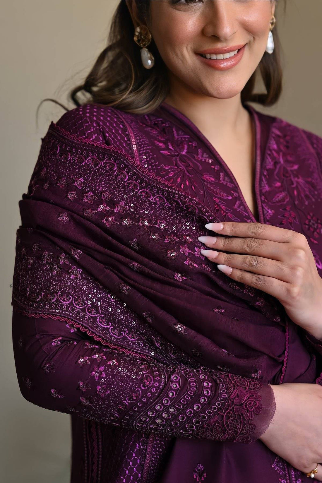 Deep Plum - Luxe Lawn Zaib