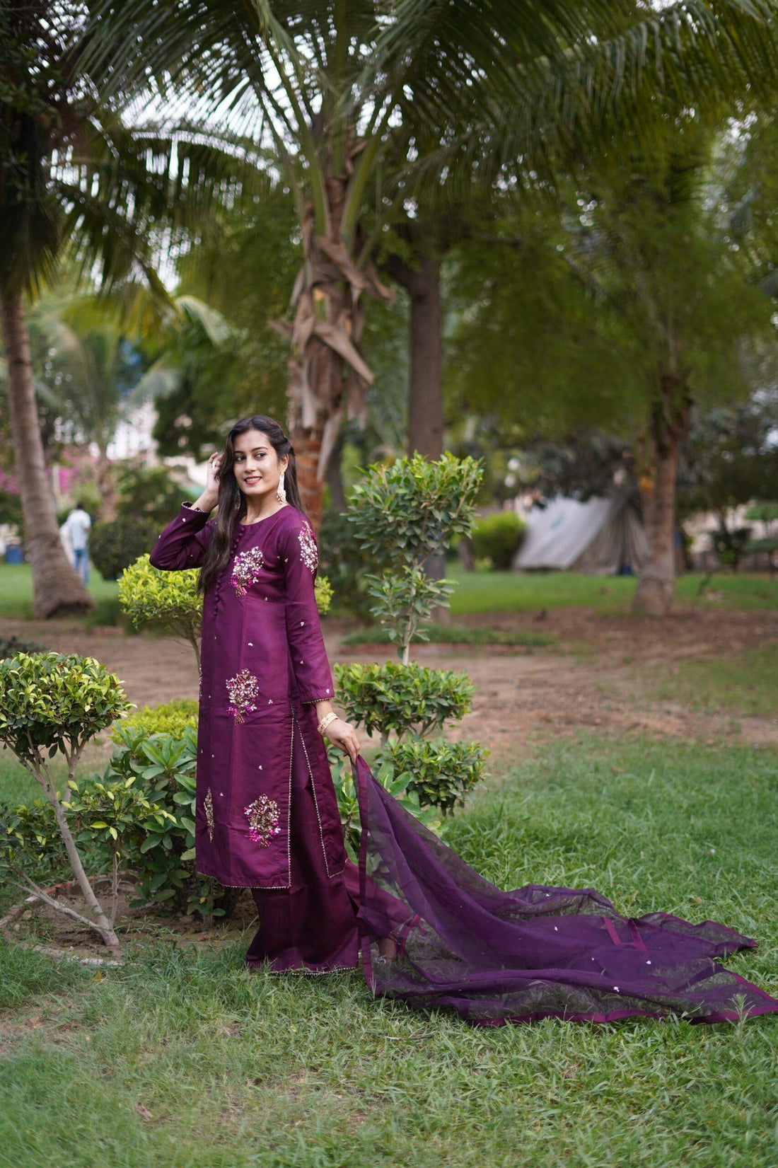 Regal Dark Purple Raw Silk Ensemble