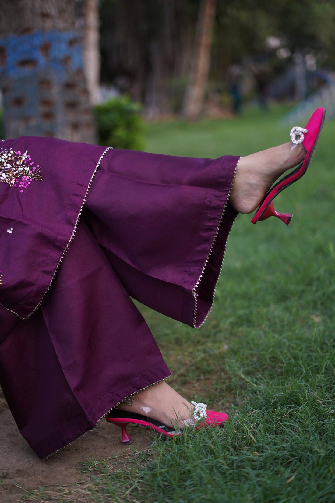 Regal Dark Purple Raw Silk Ensemble