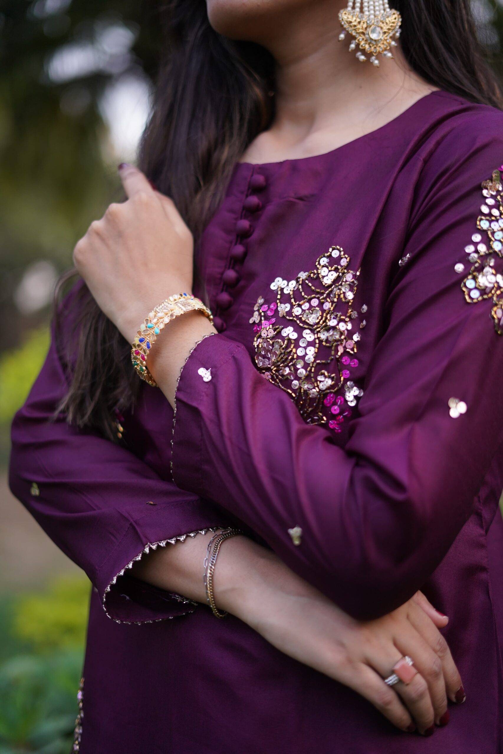 Regal Dark Purple Raw Silk Ensemble