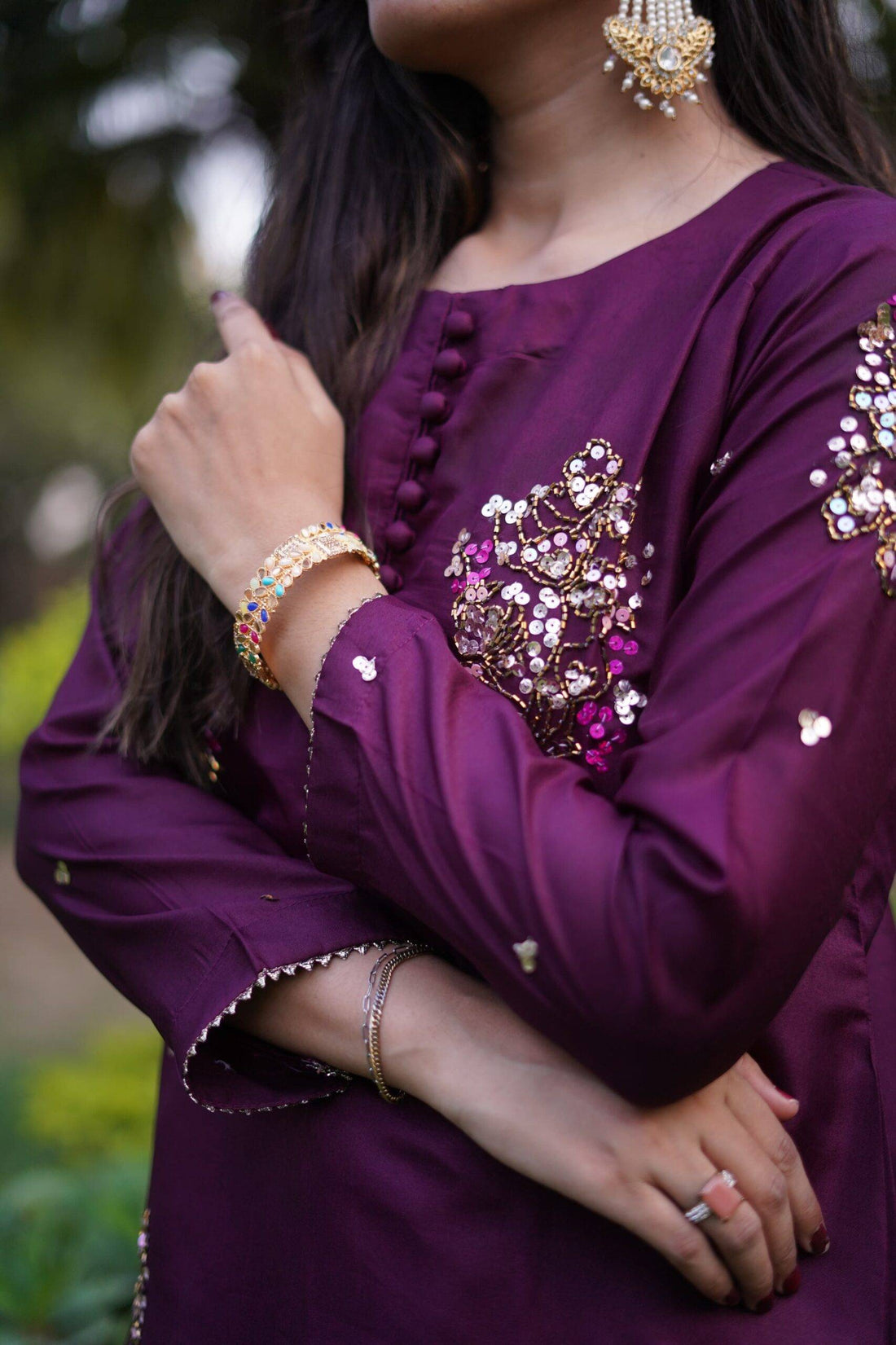 Regal Dark Purple Raw Silk Ensemble