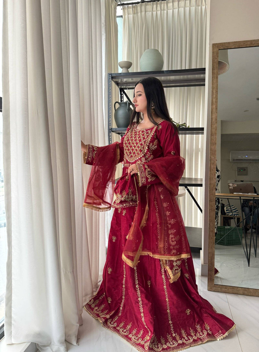 Maroon silk maxi