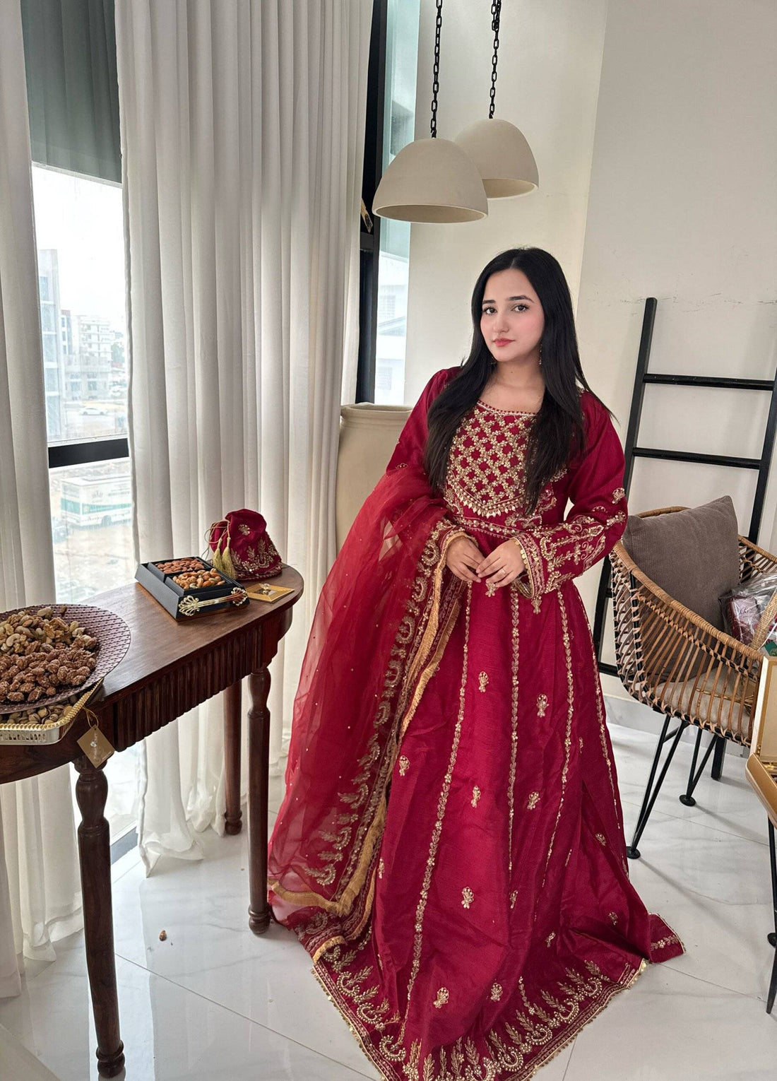 Maroon silk maxi
