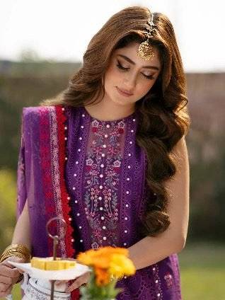 BIN ILYAS Purple LAWN SAJLALY