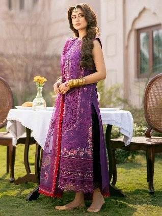 BIN ILYAS Purple LAWN SAJLALY