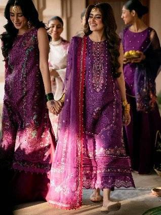 BIN ILYAS Purple LAWN SAJLALY