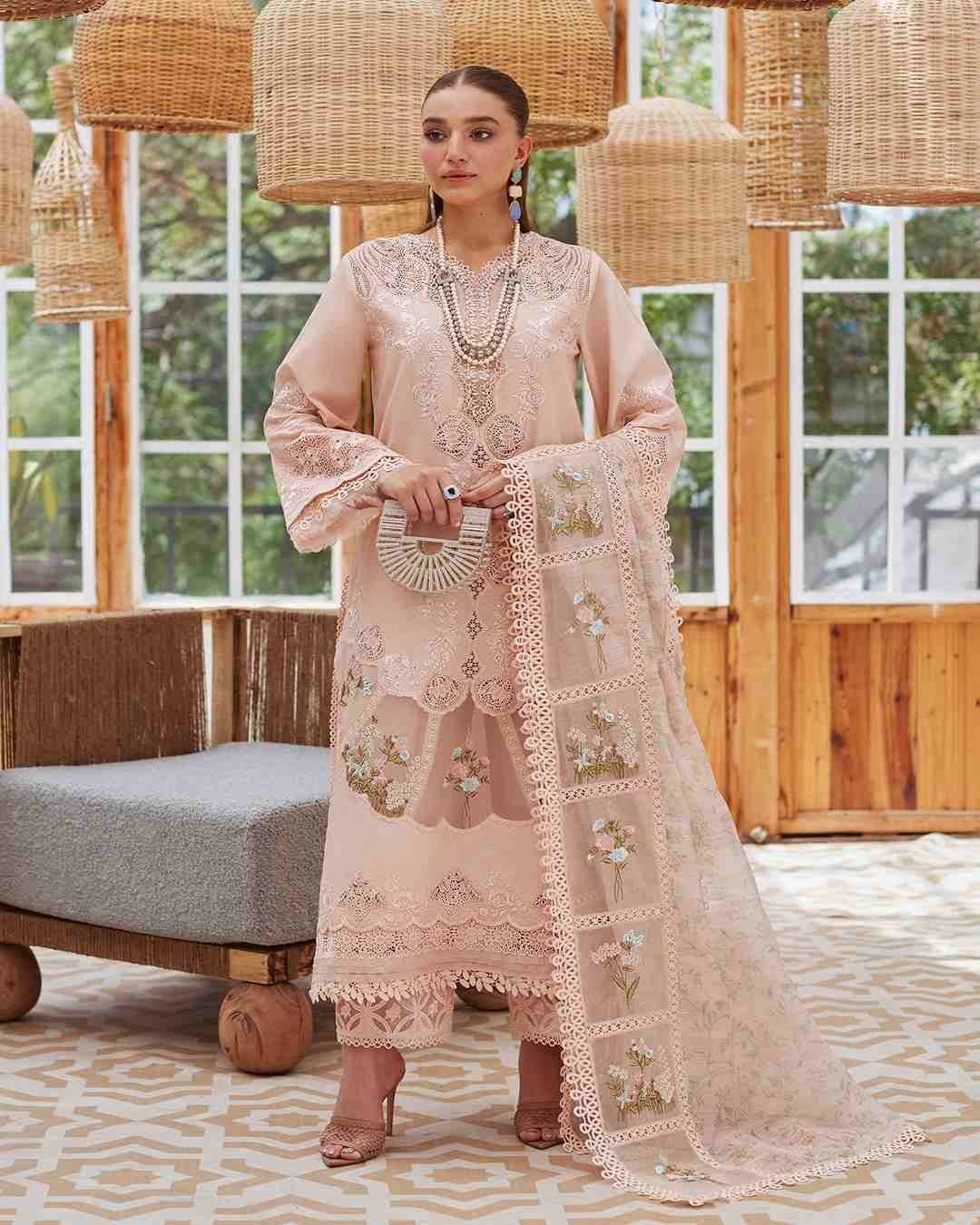 CRIMSON Peach Lawn (floral)