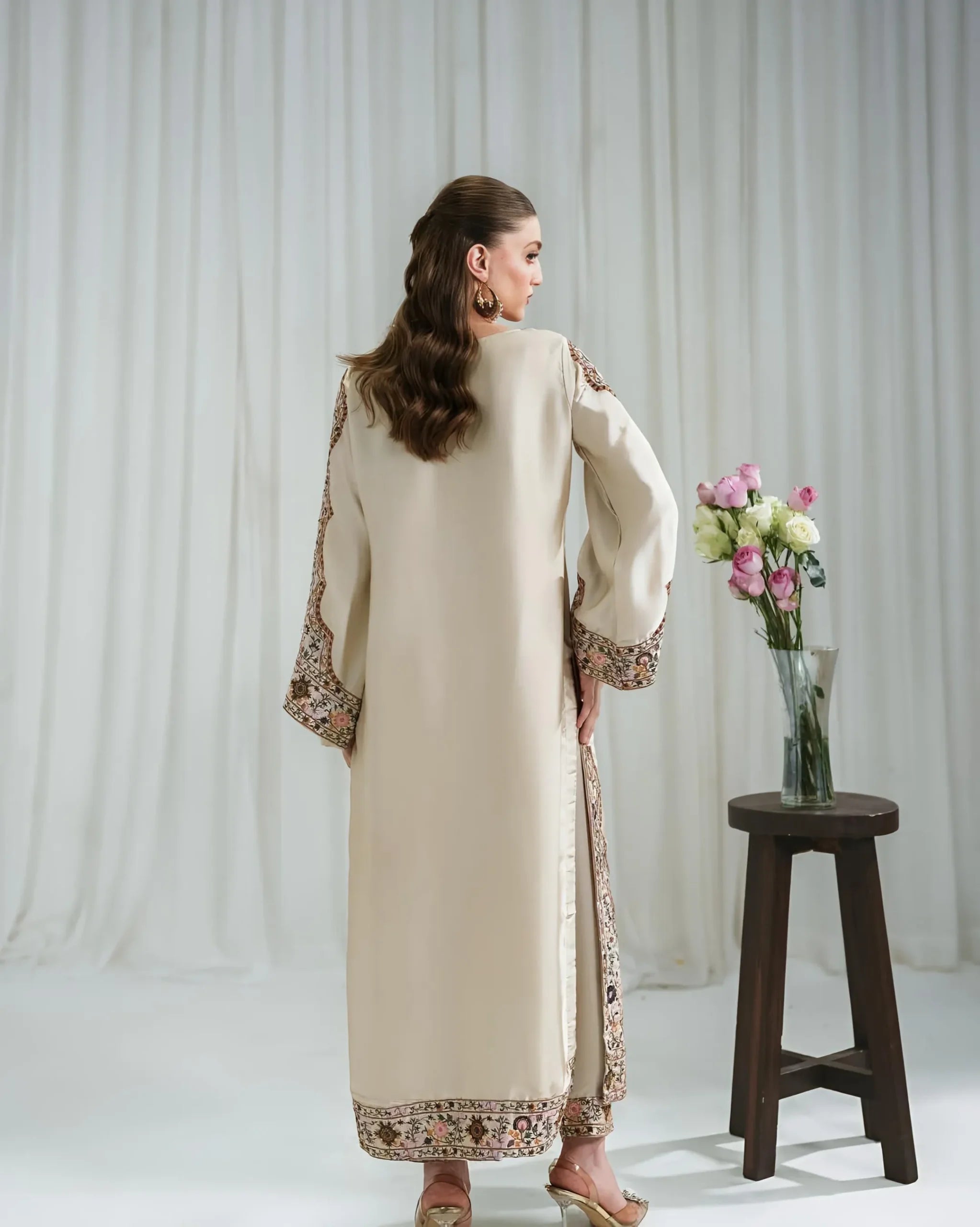 printed creamy silk