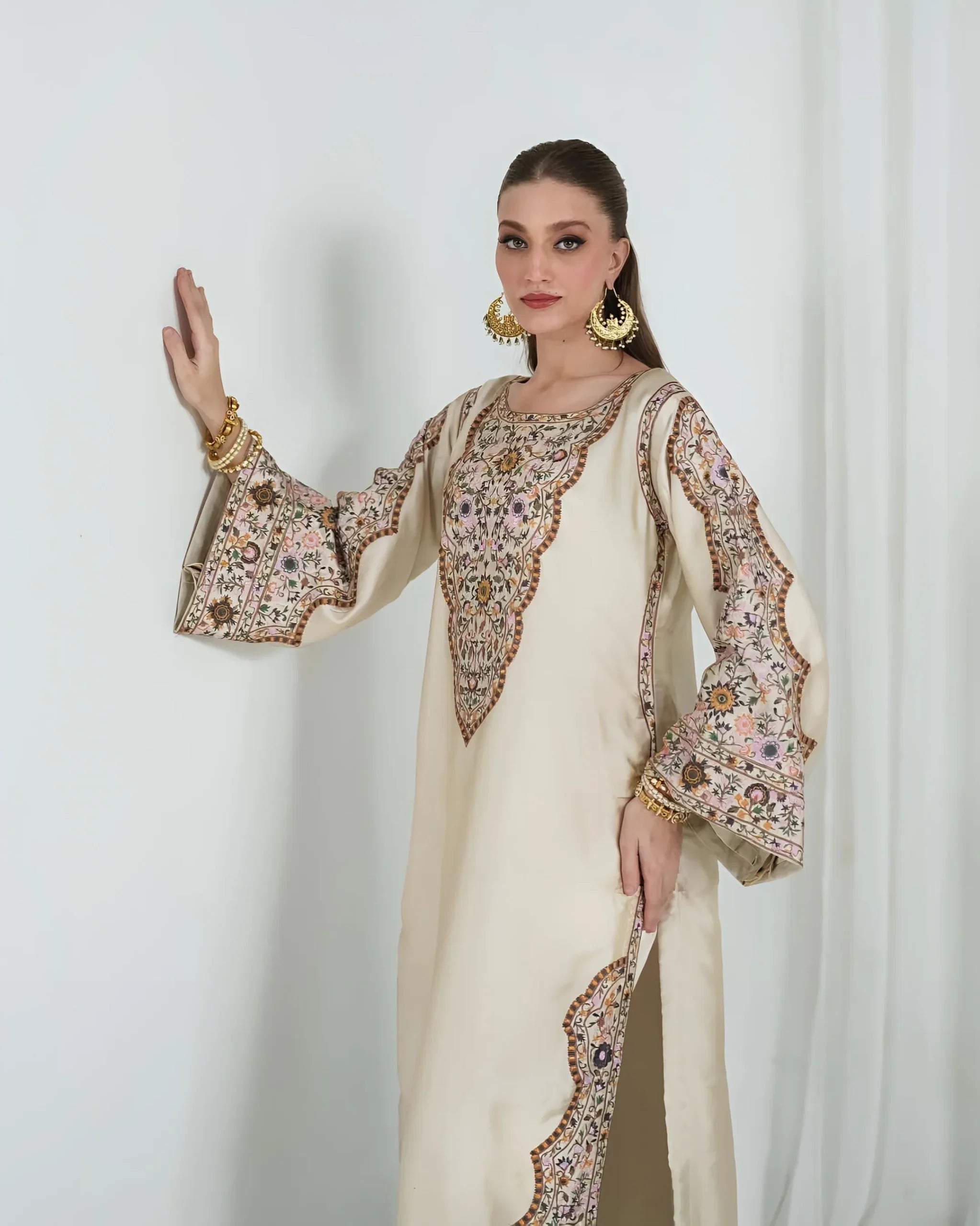 printed creamy silk