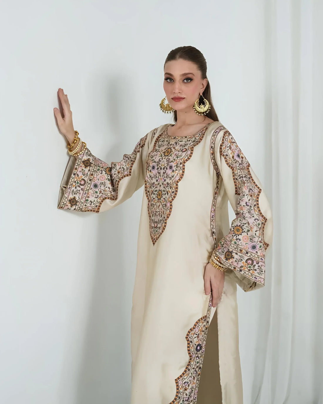 printed creamy silk