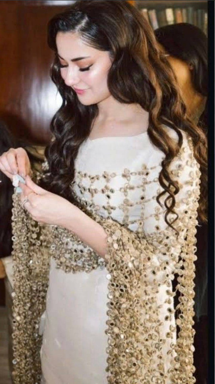 Sheesh golden dupatta