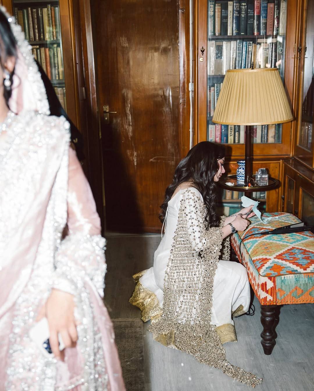 Sheesh golden dupatta