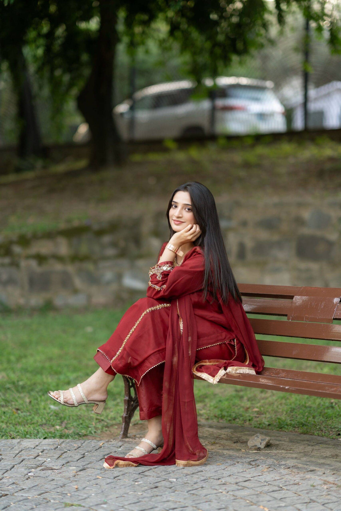 Maroon chiffon Fantastic style
