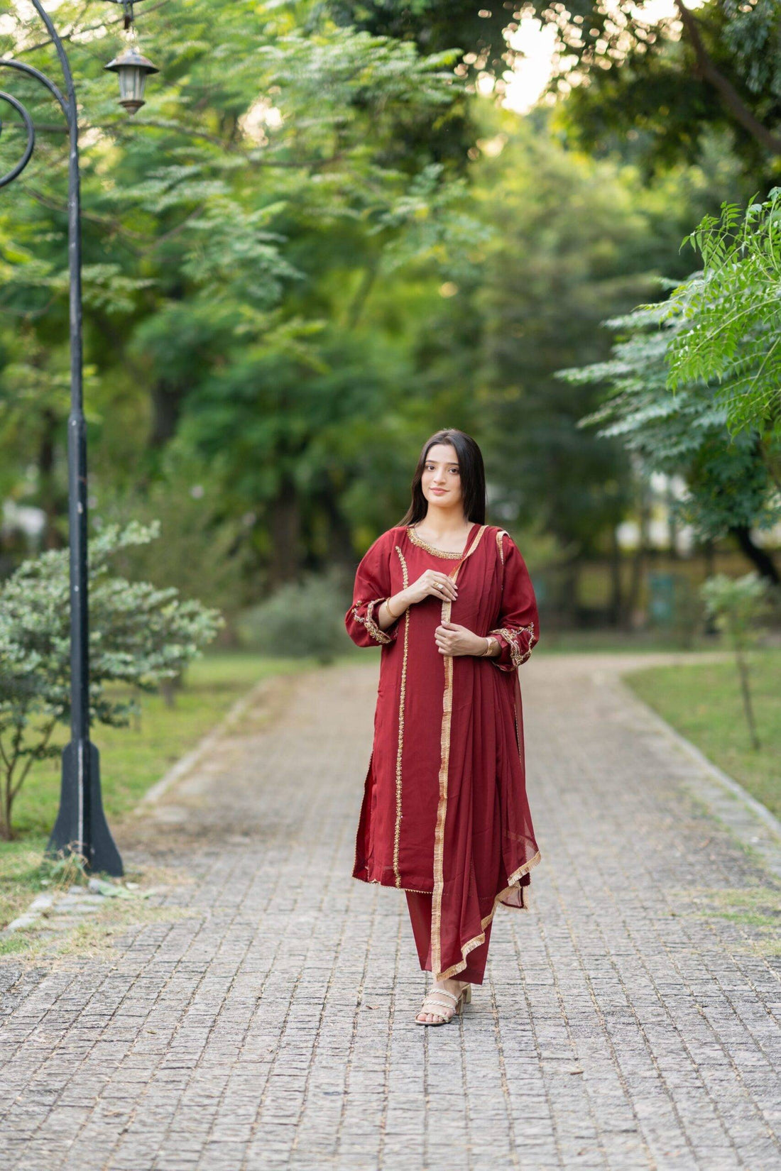 Maroon chiffon Fantastic style
