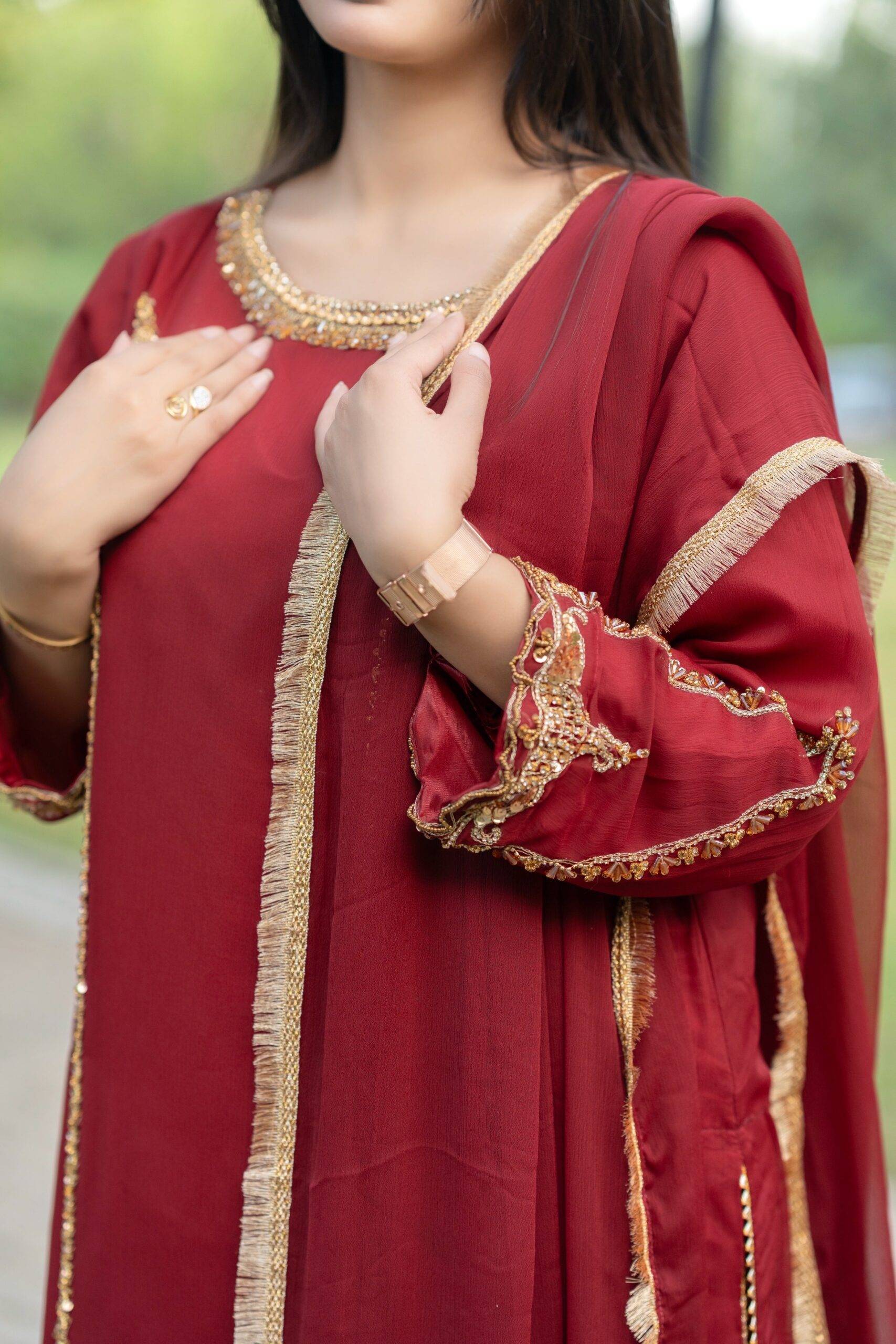 Maroon chiffon Fantastic style