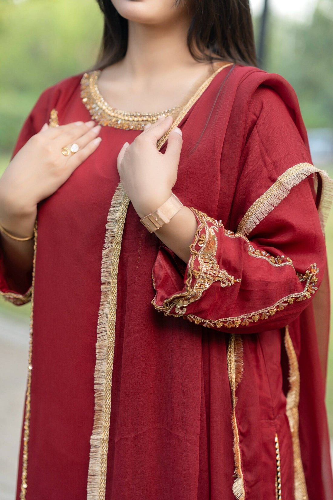 Maroon chiffon Fantastic style