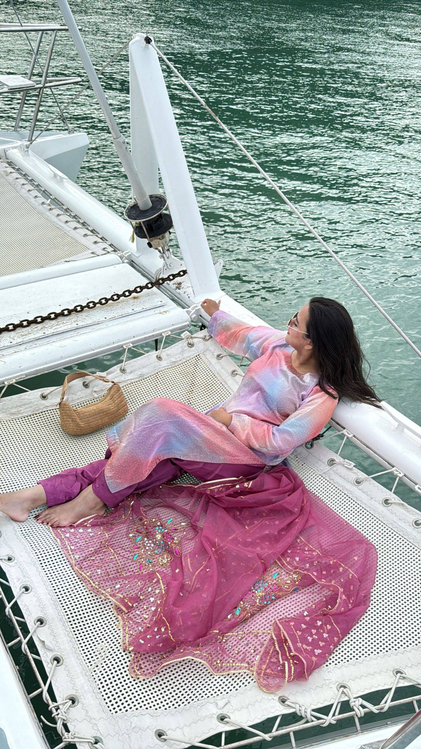 Elegant MULTI STONE IMAAN Sheesha Silk Ensemble