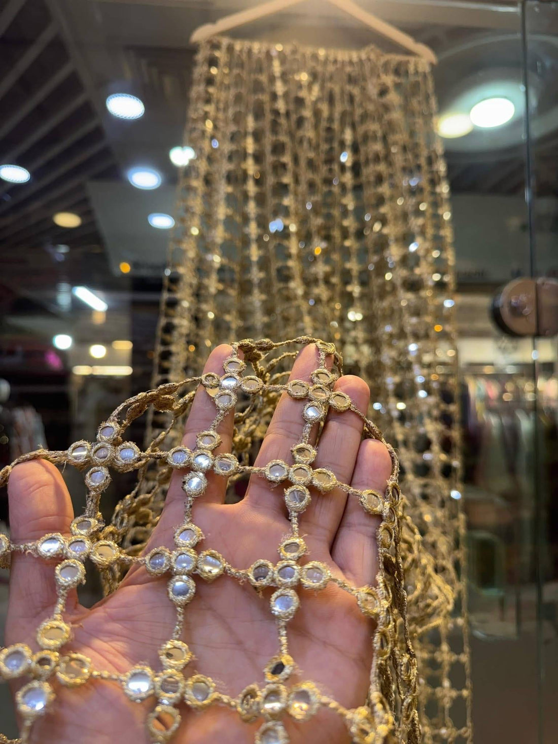 Sheesh golden dupatta