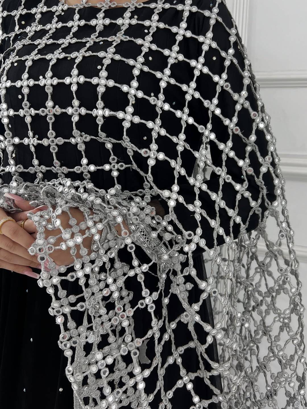 Sheesh silver dupatta