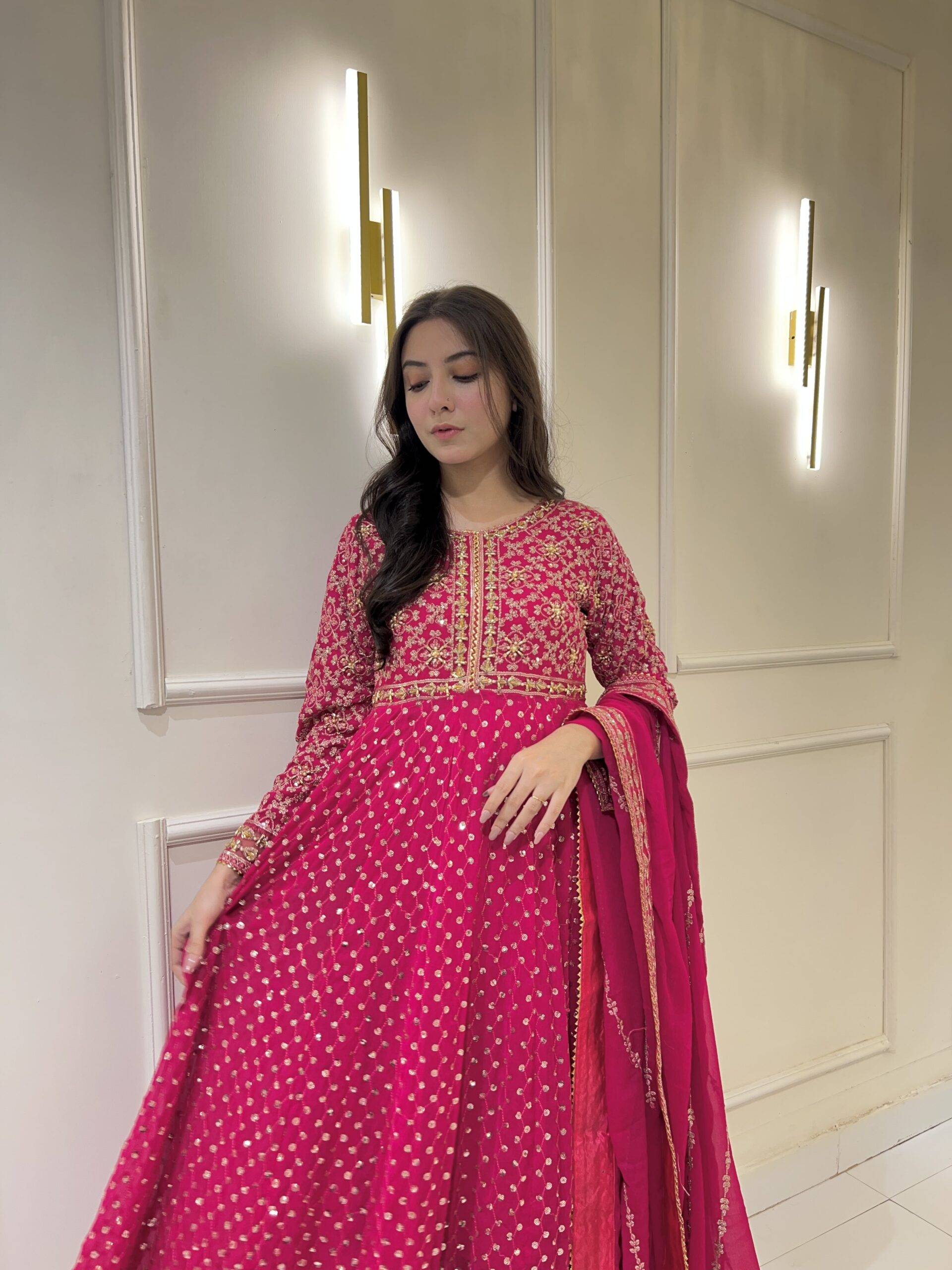 Hot Pink Chiffon Maha Maxi
