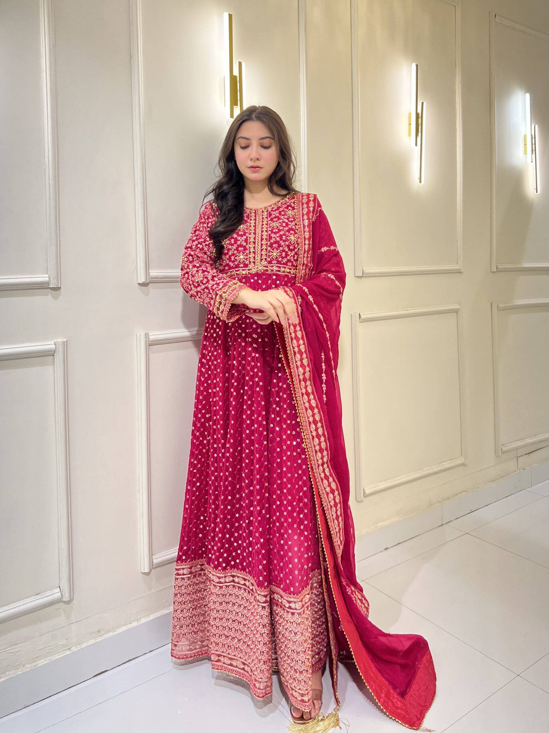 Hot Pink Chiffon Maha Maxi