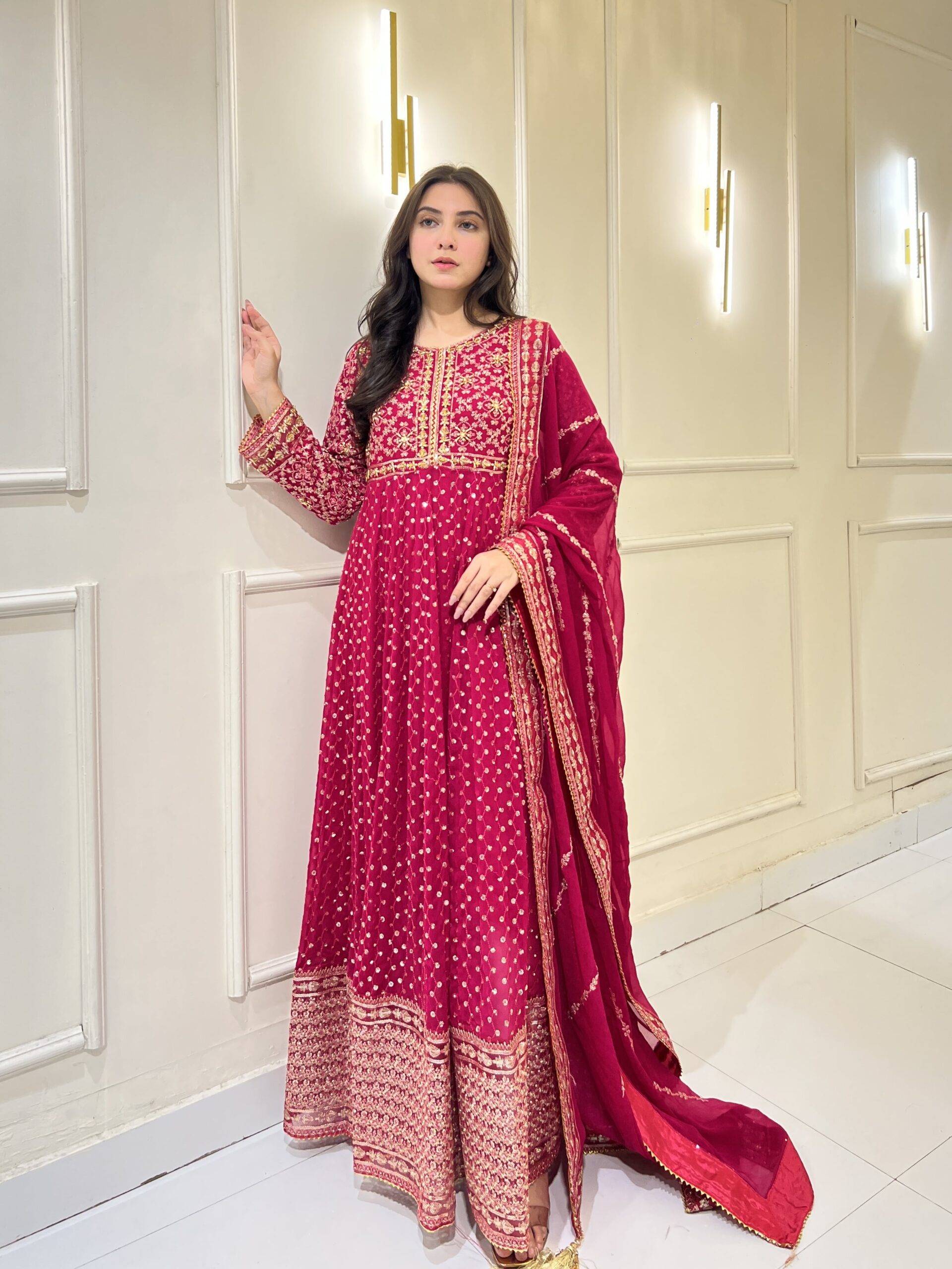 Hot Pink Chiffon Maha Maxi