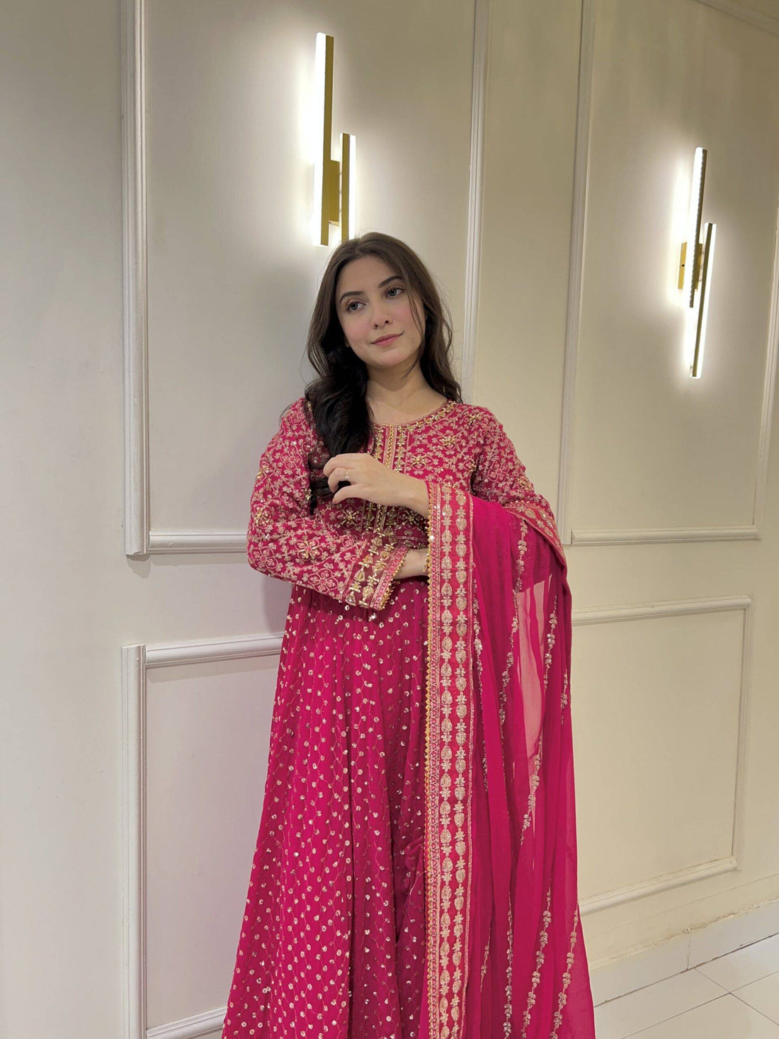 Hot Pink Chiffon Maha Maxi