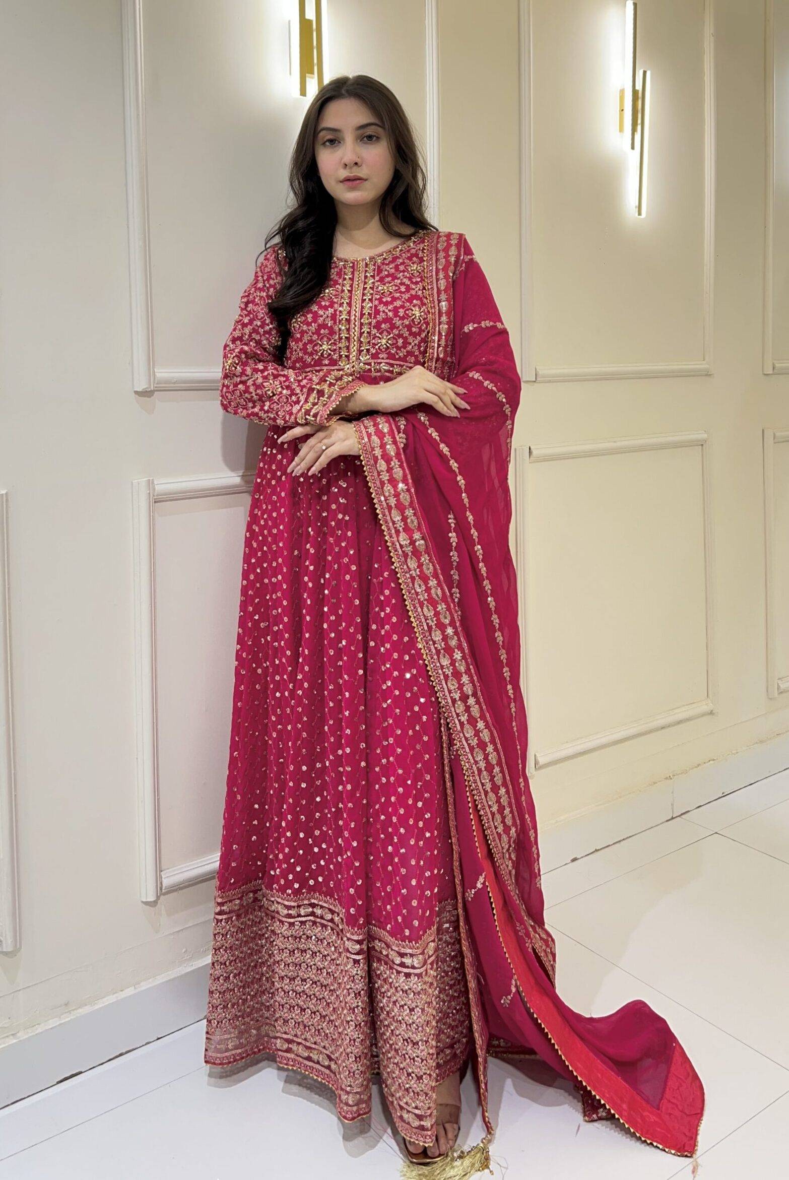 Hot Pink Chiffon Maha Maxi