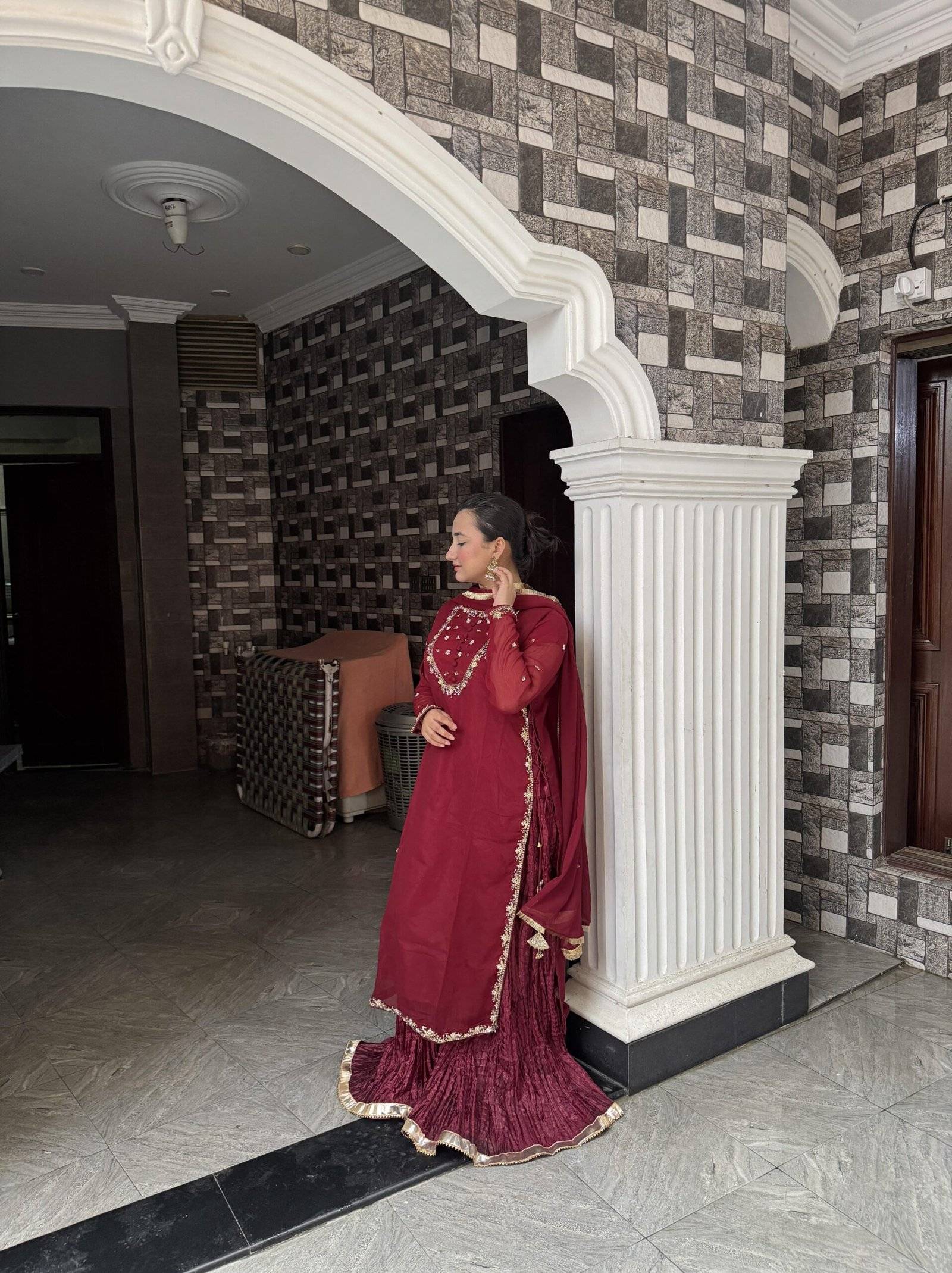 Maroon Chiffon Crush Ensemble