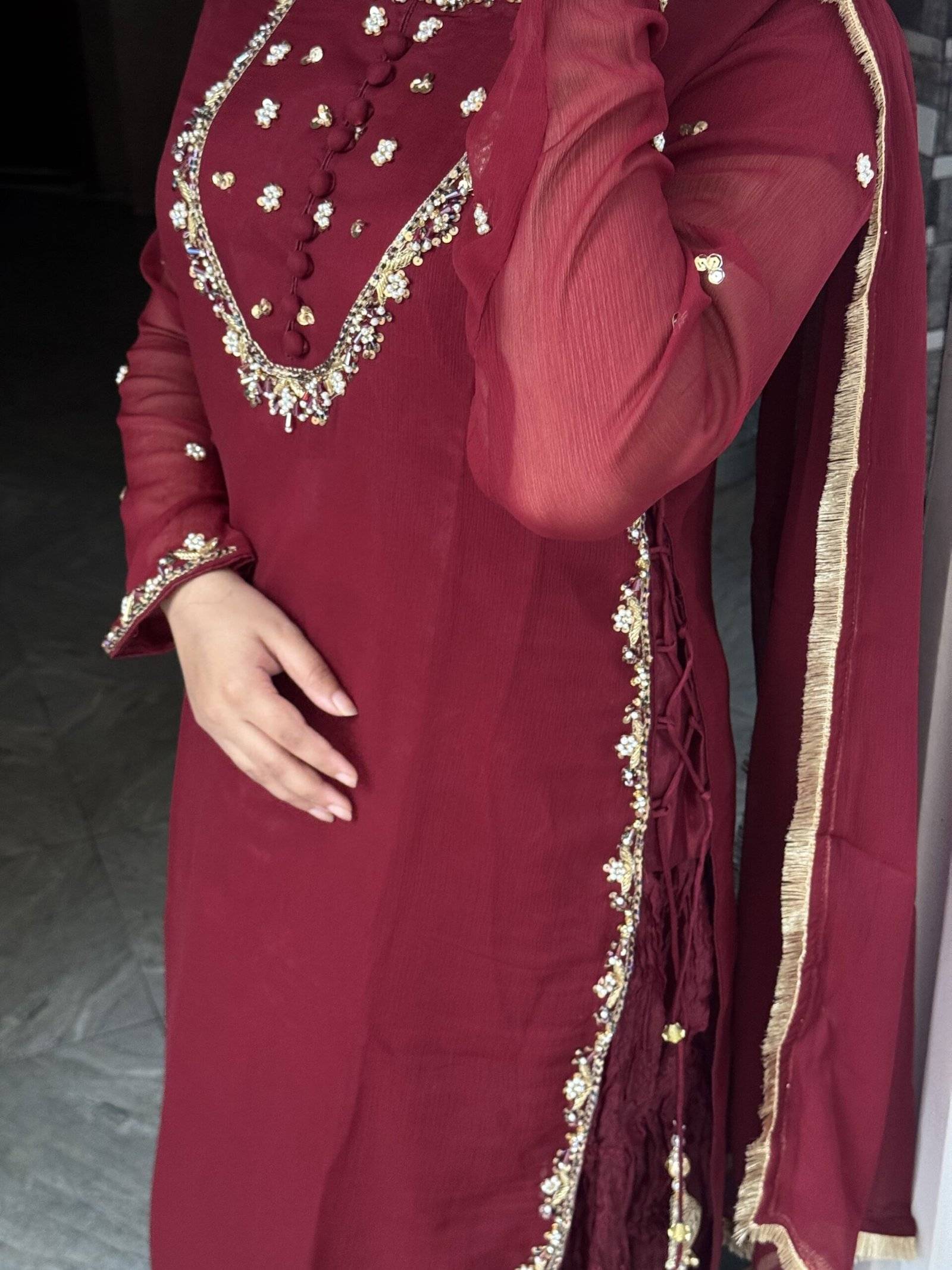 Maroon Chiffon Crush Ensemble