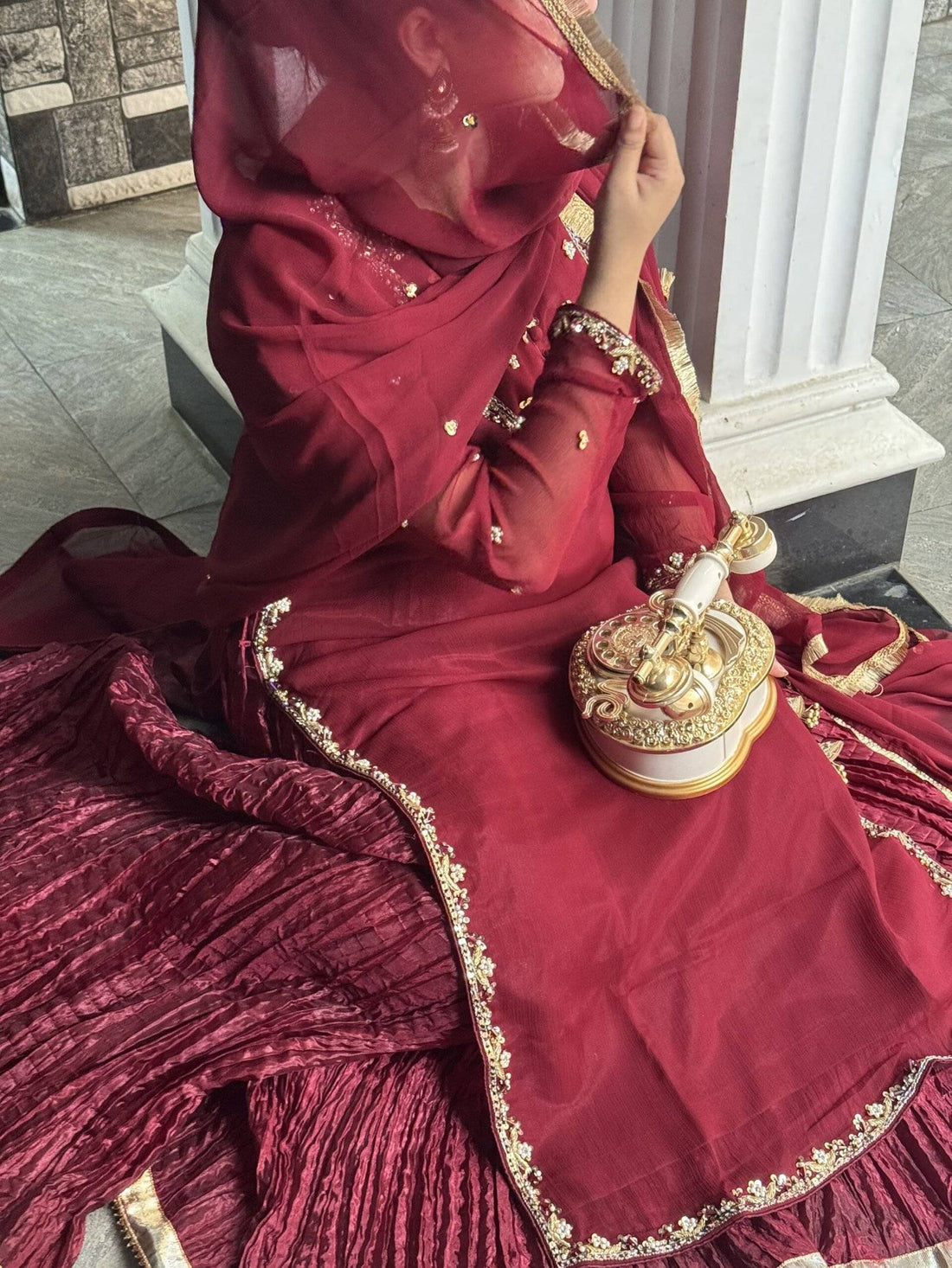 Maroon Chiffon Crush Ensemble