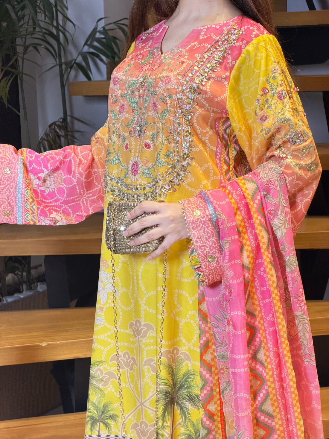 Soft silk yellow chunri