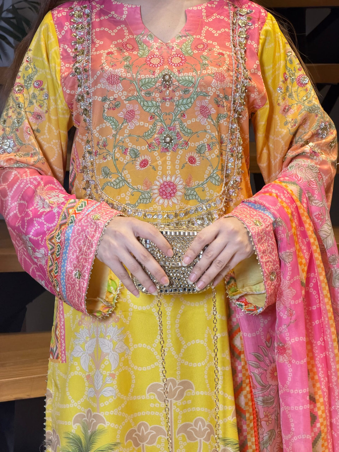 Soft silk yellow chunri