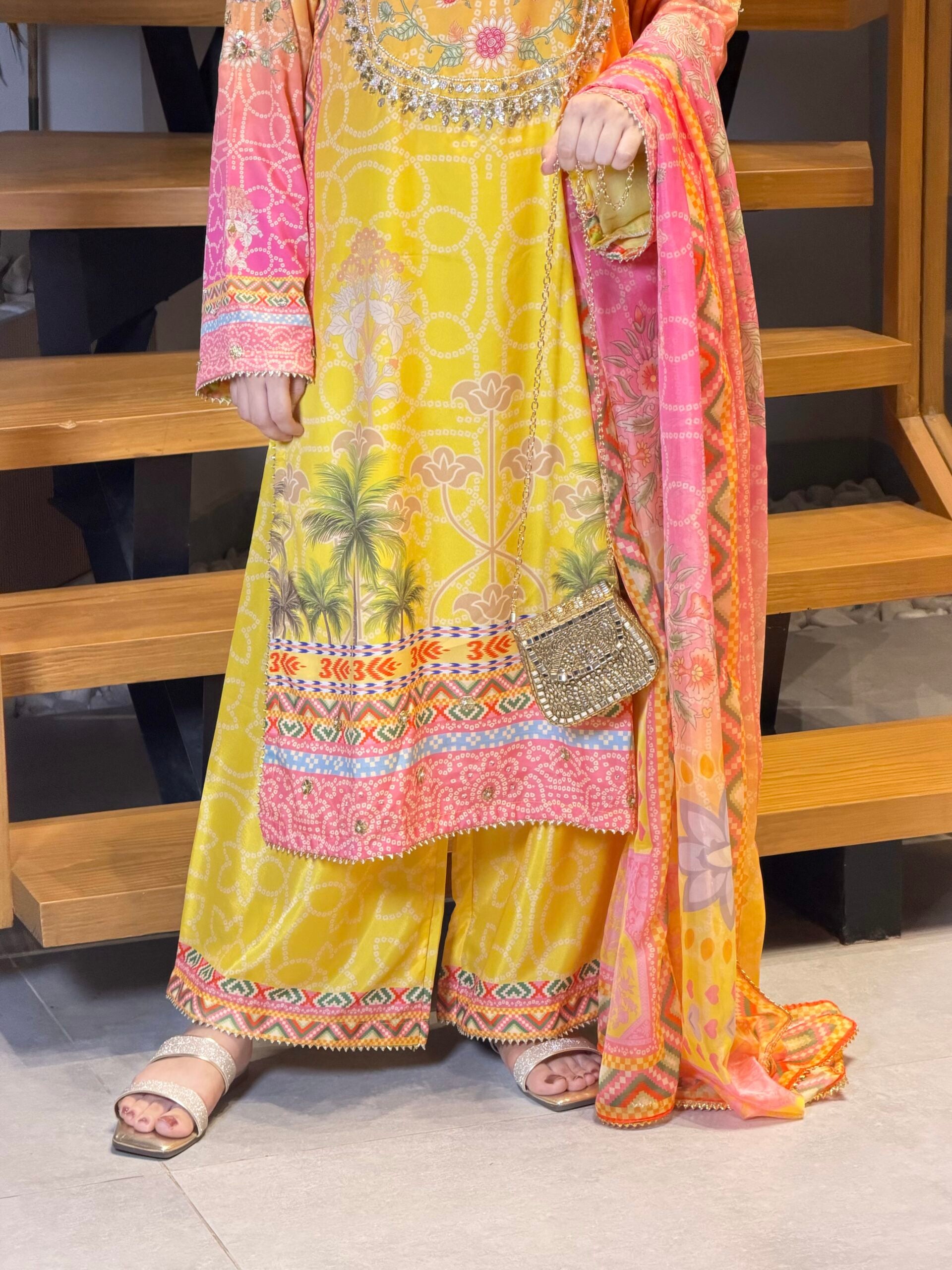 Soft silk yellow chunri