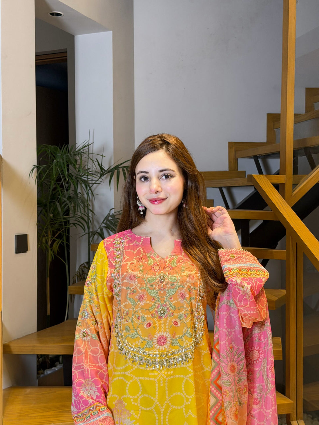 Soft silk yellow chunri