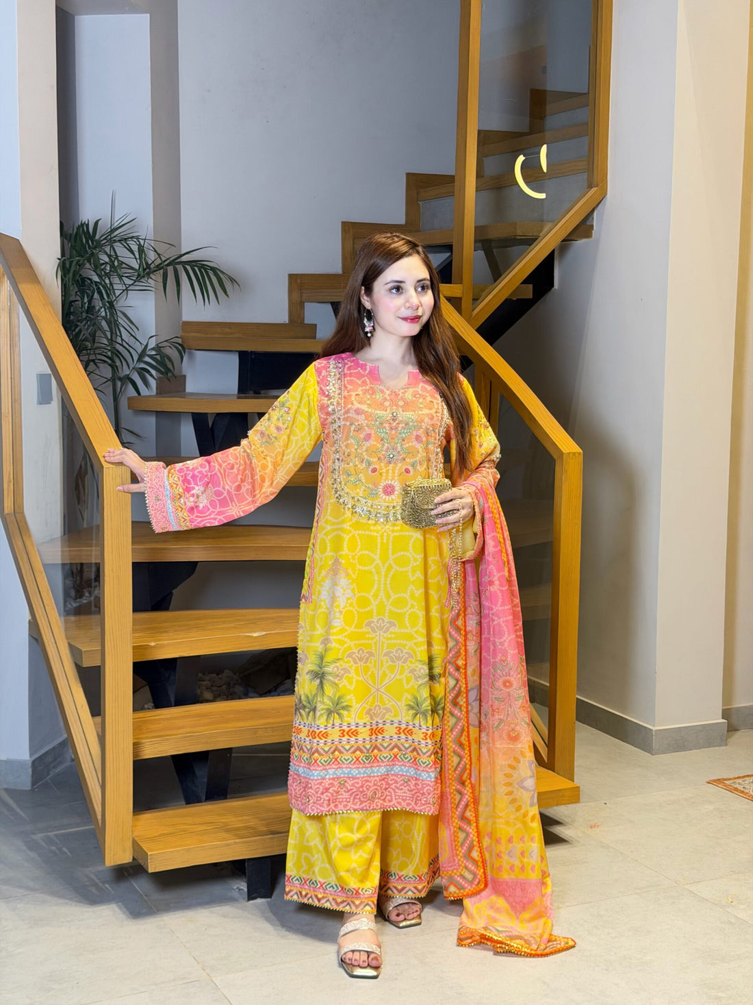 Soft silk yellow chunri